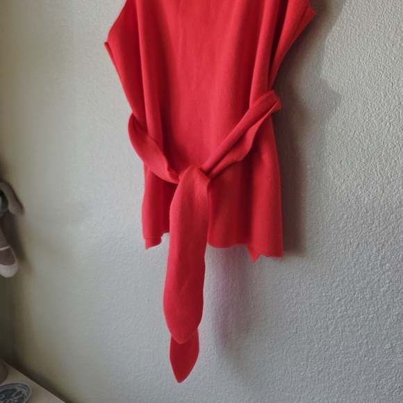 Anthropologie Harloe Belted Knit Top Bright Orange MEDIUM - Picture 6 of 11